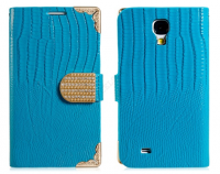 Estuche Galaxy S4 Samsung Turquesa Esquinas Metal Dorado Tarjetero Broche adornado de Cristales